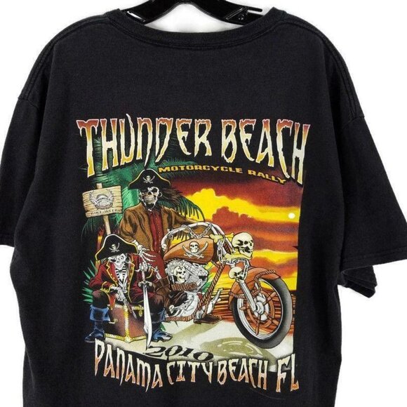 Thunder Beach Motorcycle Rally T Shirt XL 2010 Panama City Beach Biker Pirates - Picture 4 of 9